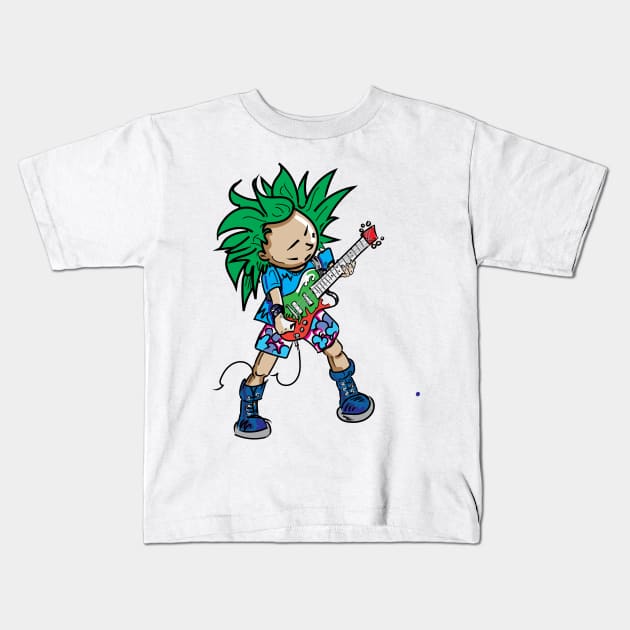 tiny guitar guy Kids T-Shirt by silentrob668